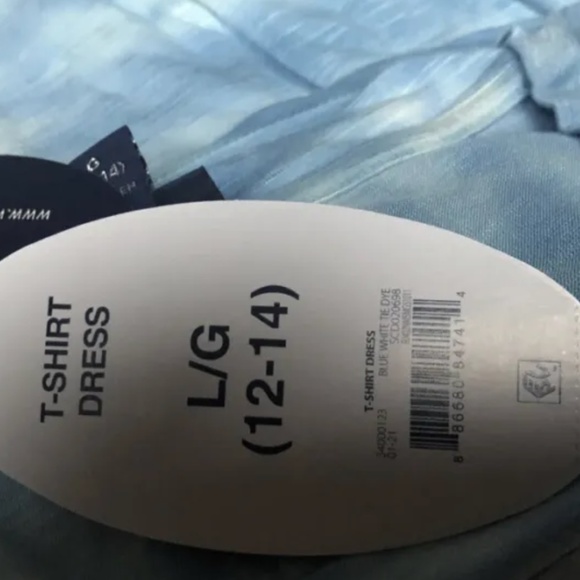 Scoop NYC Women’s Fluttered Sleeve Blue/White Tiered Dress Large (12-14) NEW - Picture 7 of 10